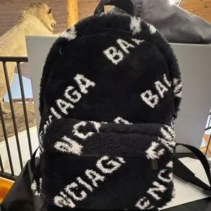 Balenciaga, backback, medium/lg, fluffy, like New Balenciaga Faux Fur XXL Backpack - Blue Backpacks, Bags  main image 4